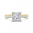 FlyerFit® 18K Yellow Gold Shank And White Gold Top Micropave Engagement Ring