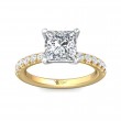 FlyerFit® 18K Yellow Gold Shank And White Gold Top Micropave Engagement Ring