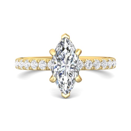 FlyerFit&reg; 14K Yellow Gold Micropave Engagement Ring