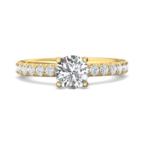 FlyerFit&reg; 18K Yellow Gold Micropave Engagement Ring