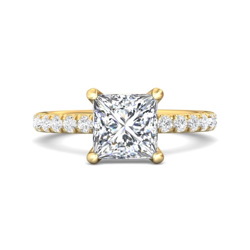FlyerFit&reg; 18K Yellow Gold Micropave Engagement Ring
