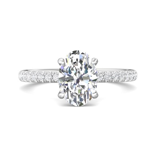FlyerFit&reg; 18K White Gold Micropave Engagement Ring