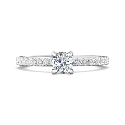FlyerFit&reg; 18K White Gold Micropave Engagement Ring