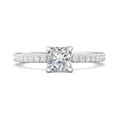 FlyerFit&reg; 18K White Gold Micropave Engagement Ring