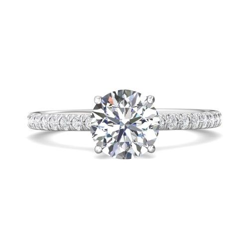 FlyerFit&reg; 18K White Gold Micropave Engagement Ring