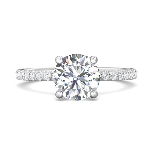 FlyerFit&reg; 14K White Gold Micropave Engagement Ring