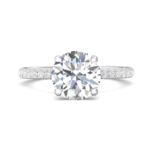 FlyerFit&reg; 18K White Gold Micropave Engagement Ring