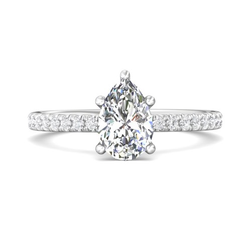 FlyerFit&reg; 18K White Gold Micropave Engagement Ring