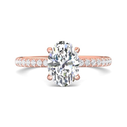 FlyerFit&reg; 18K Pink Gold Micropave Engagement Ring