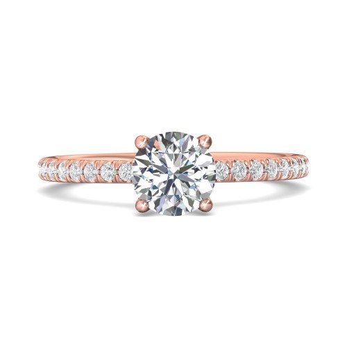 FlyerFit&reg; 14K Pink Gold Micropave Engagement Ring