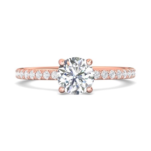 FlyerFit&reg; 14K Pink Gold Micropave Engagement Ring