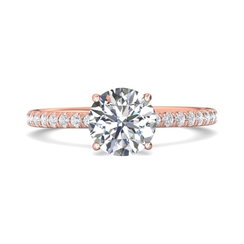 FlyerFit&reg; 14K Pink Gold Micropave Engagement Ring