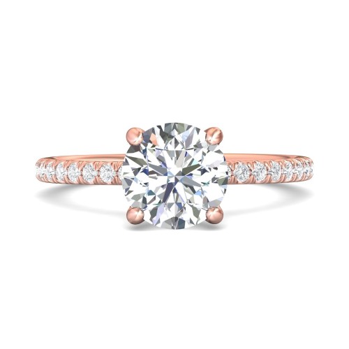 FlyerFit&reg; 14K Pink Gold Micropave Engagement Ring