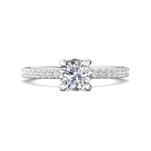 FlyerFit&reg; 18K White Gold Micropave Engagement Ring