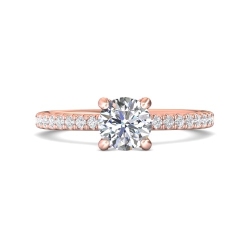 FlyerFit&reg; 18K Pink Gold Micropave Engagement Ring