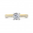 FlyerFit® 18K Yellow Gold Shank And White Gold Top Micropave Engagement Ring