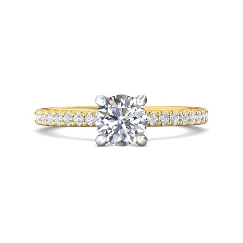 FlyerFit&reg; 18K Yellow Gold Shank And White Gold Top Micropave Engagement Ring