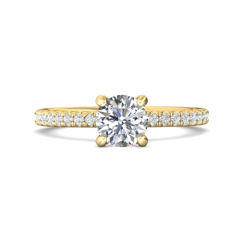 FlyerFit&reg; 14K Yellow Gold Micropave Engagement Ring