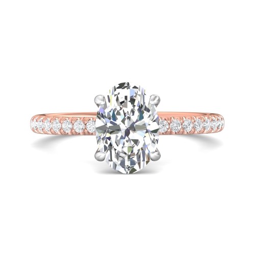 FlyerFit&reg; 18K Pink Gold Shank And White Gold Top Micropave Engagement Ring