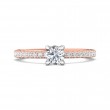 FlyerFit® 18K Pink Gold Shank And White Gold Top Micropave Engagement Ring