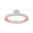 FlyerFit® 18K Pink Gold Shank And White Gold Top Micropave Engagement Ring