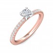 FlyerFit® 18K Pink Gold Shank And White Gold Top Micropave Engagement Ring