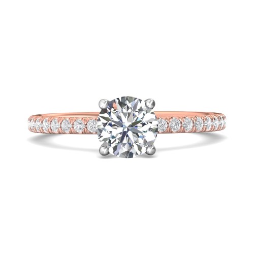 FlyerFit&reg; 18K Pink Gold Shank And White Gold Top Micropave Engagement Ring