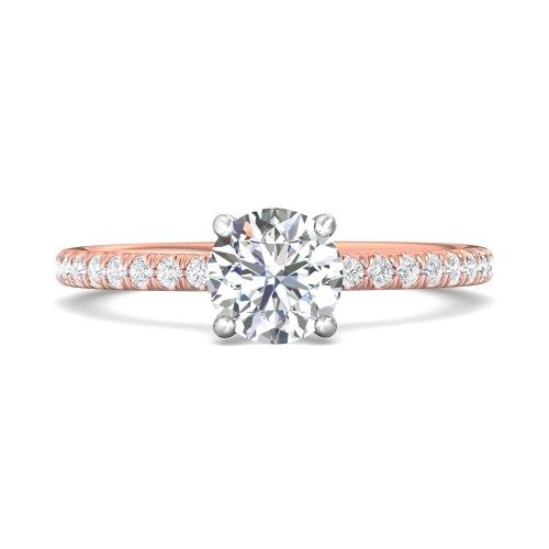 FlyerFit&reg; 14K Pink Gold Shank And White Gold Top Micropave Engagement Ring