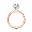 FlyerFit® 14K Pink Gold Shank And White Gold Top Micropave Engagement Ring