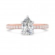 FlyerFit® 18K Pink Gold Shank And White Gold Top Micropave Engagement Ring