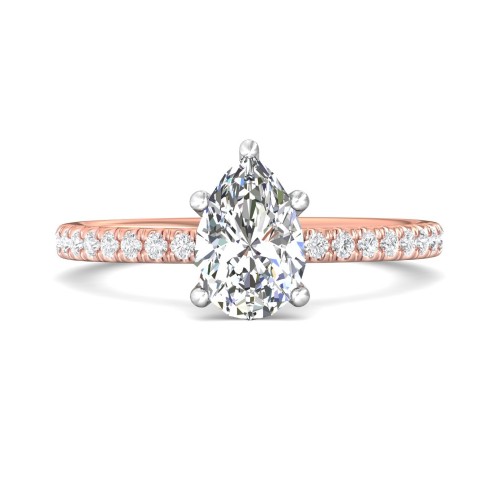 FlyerFit&reg; 14K Pink Gold Shank And White Gold Top Micropave Engagement Ring