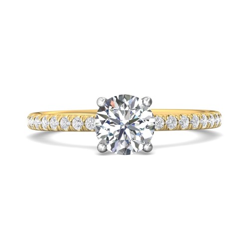 FlyerFit&reg; 14K Yellow and 14K White Gold Micropave Engagement Ring