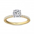 FlyerFit® 18K Yellow Gold Shank And White Gold Top Micropave Engagement Ring