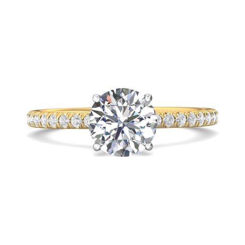 FlyerFit&reg; 18K Yellow Gold Shank And White Gold Top Micropave Engagement Ring