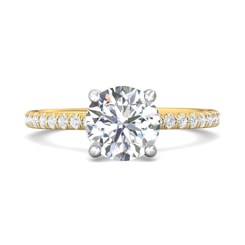 FlyerFit&reg; 14K Yellow and 14K White Gold Micropave Engagement Ring