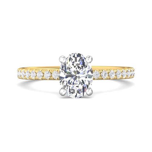 FlyerFit&reg; 14K Yellow and 14K White Gold Micropave Engagement Ring