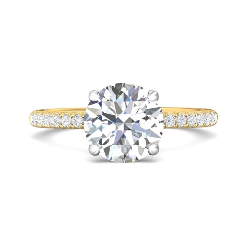 FlyerFit&reg; 18K Yellow Gold Shank And White Gold Top Micropave Engagement Ring