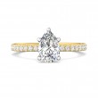 FlyerFit® 18K Yellow Gold Shank And White Gold Top Micropave Engagement Ring