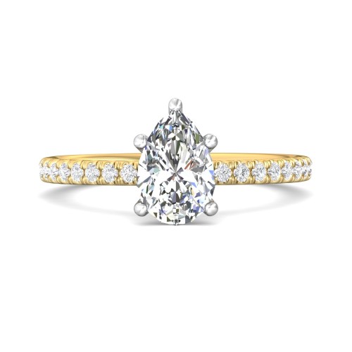 FlyerFit&reg; 14K Yellow and 14K White Gold Micropave Engagement Ring