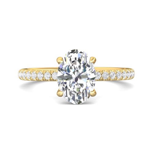 FlyerFit&reg; 18K Yellow Gold Micropave Engagement Ring