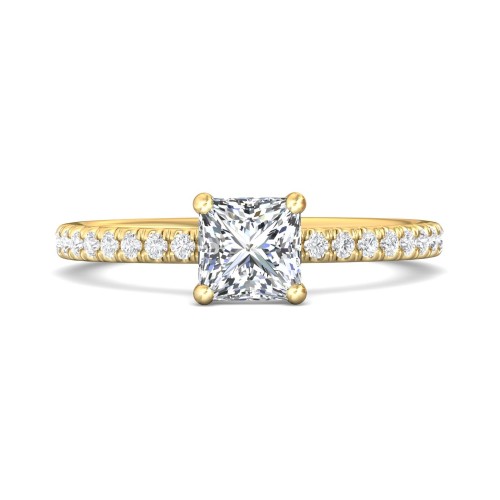 FlyerFit&reg; 14K Yellow Gold Micropave Engagement Ring