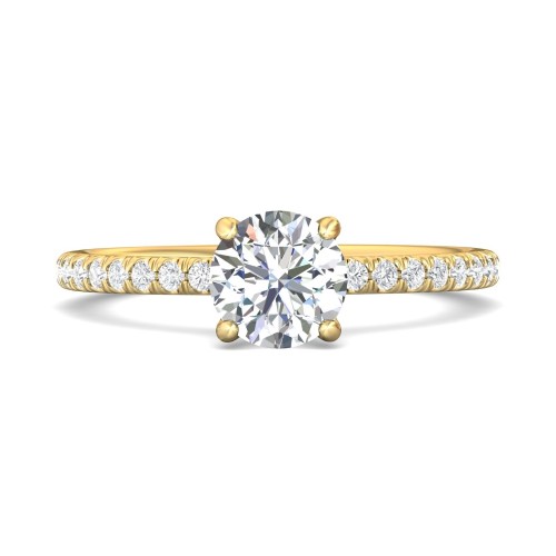 FlyerFit&reg; 14K Yellow Gold Micropave Engagement Ring