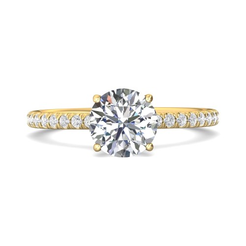 FlyerFit&reg; 14K Yellow Gold Micropave Engagement Ring