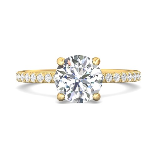 FlyerFit&reg; 14K Yellow Gold Micropave Engagement Ring
