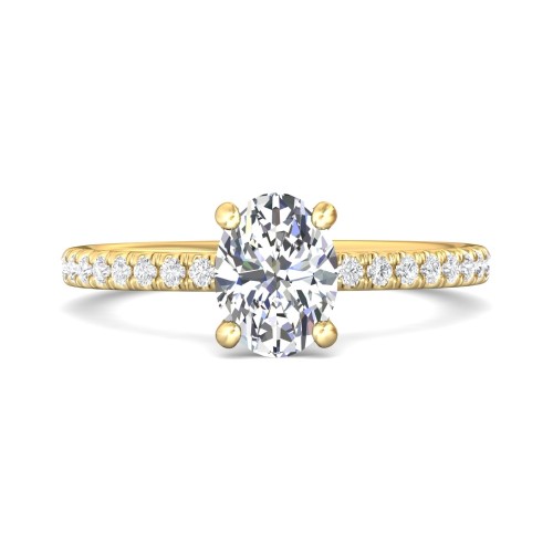 FlyerFit&reg; 14K Yellow Gold Micropave Engagement Ring