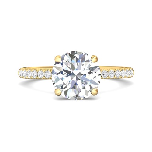 FlyerFit&reg; 14K Yellow Gold Micropave Engagement Ring