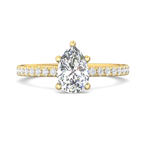 FlyerFit&reg; 18K Yellow Gold Micropave Engagement Ring
