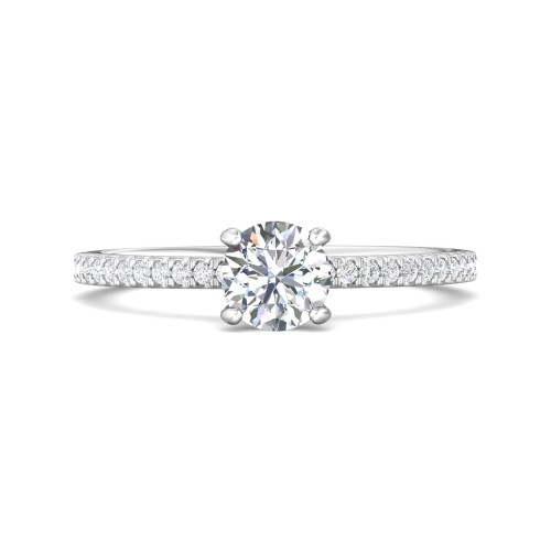 FlyerFit&reg; 18K White Gold Micropave Engagement Ring
