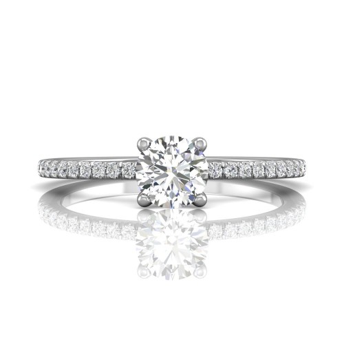 FlyerFit&reg; 14K White Gold Micropave Engagement Ring