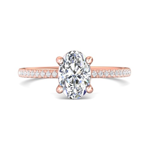 FlyerFit&reg; 14K Pink Gold Micropave Engagement Ring